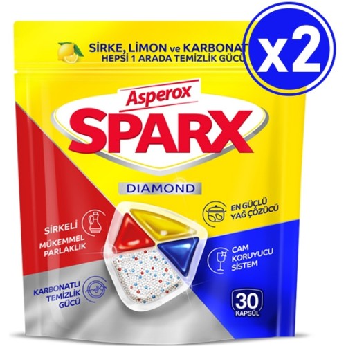 Asperox Sparx Bulaşık Makinesi Kapsülü 30 Yıkama x 2 Adet Asperox Sparx Bulaşık Makinesi Kapsülü 30 Yıkama x 2 Adet