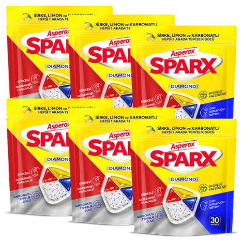 Asperox Sparx Bulaşık Makinesi Kapsülü 30 Yıkama x 6 Adet Asperox Sparx Bulaşık Makinesi Kapsülü 30 Yıkama x 6 Adet