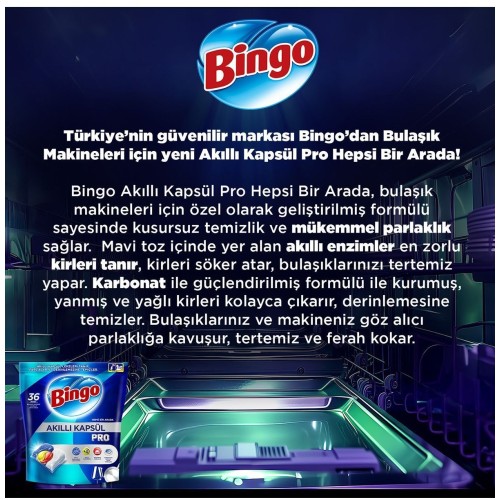 Bingo Akıllı Kapsül Pro Bulaşık Makinesi Deterjanı Tableti 100 lü Bingo Akıllı Kapsül Pro Bulaşık Makinesi Deterjanı Tableti 100 lü