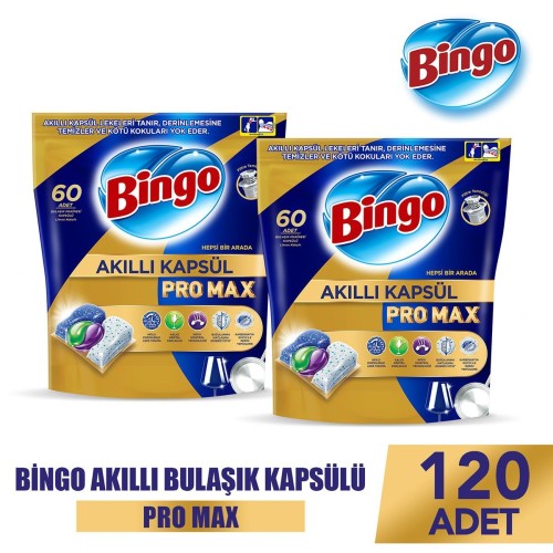 Bingo Akıllı Kapsül Pro Max Bulaşık Deterjanı Tableti 120-li Bingo Akıllı Kapsül Pro Max Bulaşık Deterjanı Tableti 120-li