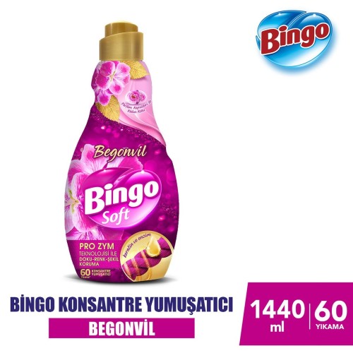 Bingo Soft Konsantre Çamaşır Yumuşatıcısı Begonvil 1440 ml x 4 Adet