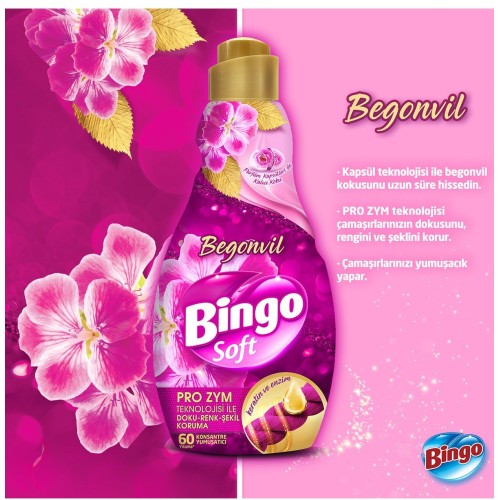 Bingo Soft Konsantre Çamaşır Yumuşatıcısı Begonvil 1440 ml x 4 Adet