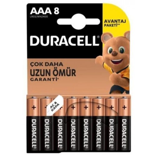 Duracell Alkalin AAA İnce Kalem Pil 1,5 V Lr03/mn2400 8 li Paket