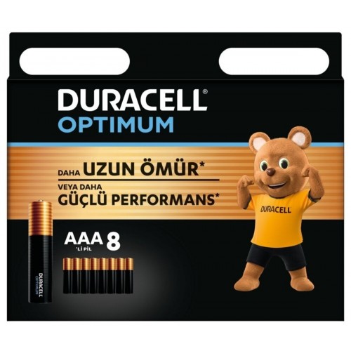 Duracell Optimum AAA Alkalin İnce Kalem Pil 1,5 V Lr03/mn2400 8 li