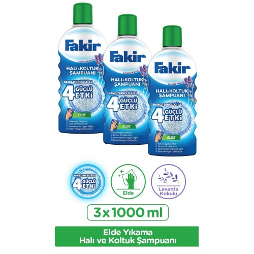 Fakir Elde Lavanta Teknolojili Halı ve Koltuk Şampuanı 1000ml x 3 Adet