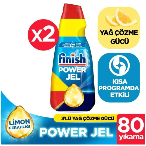 Finish Hepsi1 Arada Jel Konsantre Bulaşık Deterjanı Limon 1000 x2 Adet