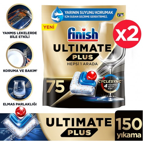 Finish Ultimate Plus Bulaşık Deterjanı Tableti 75 Adet x 2 Adet