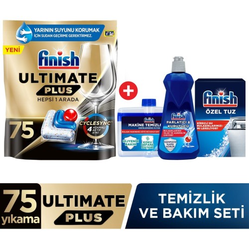Finish Ultimate Plus Bulaşık Tableti 75 li + Temizlik ve Bakım Seti