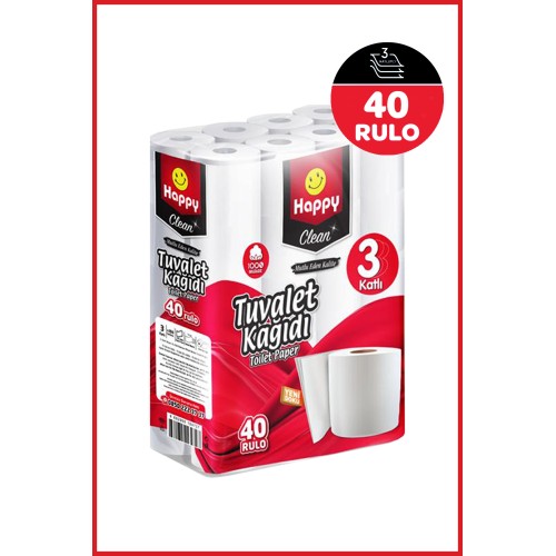 Happy Clean Üç Katlı Tuvalet Kağıdı 40 lı