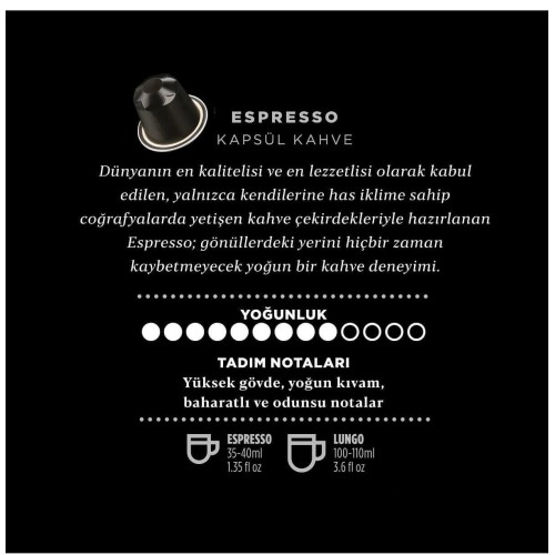 Kahve Dünyası Espresso Süper Karışım Kapsül Paketi 10 Kapsül x 7 Adet