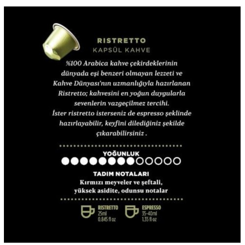 Kahve Dünyası Espresso Süper Karışım Kapsül Paketi 10 Kapsül x 7 Adet