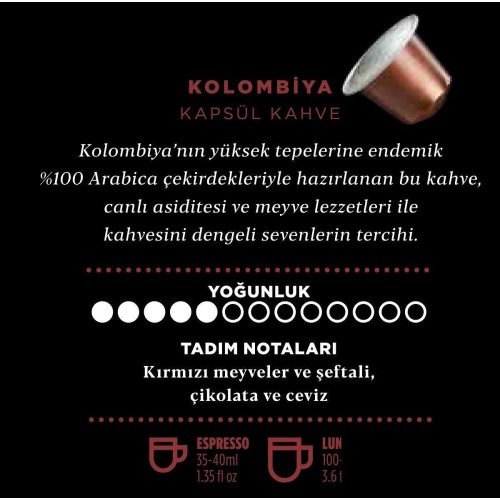 Kahve Dünyası Kolombiya Kapsül Kahve 10 lu