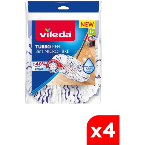 Vileda Turbo 3in1 Extra Pedli Mikrofiber Yedek Paspas x 4 Adet