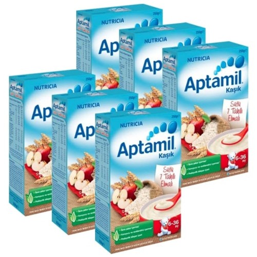 Aptamil Sütlü 7 Tahıllı Elmalı Kaşık Maması 250 gr x 6 Adet