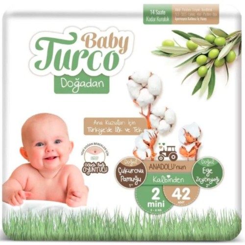 Baby Turco Doğadan Jumbo Bebek Bezi 2 No Mini 42 li