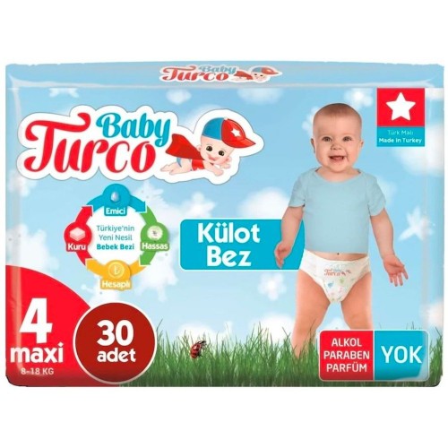 Baby Turco Külot Bebek Bezi 4 Beden Maxi 30 lu
