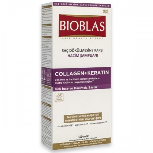 Bioblas Saç Dökülmesine Karşı Hacim Şampuanı Collagen + Keratin 360 ml