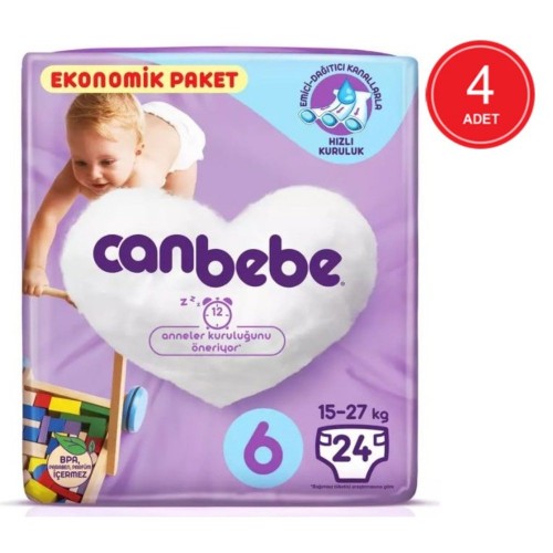 Canbebe Bebek Bezi 6 Beden / XL Aylık Ekonomik Paket 96 Adet