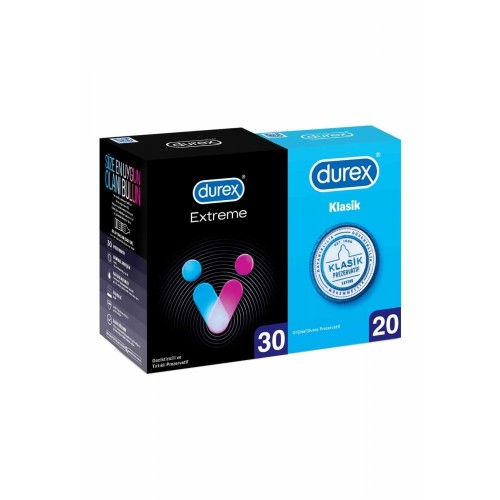 Durex Extreme Geciktiricili Prezervatif 30 lu ve Klasik Kondom 20 li