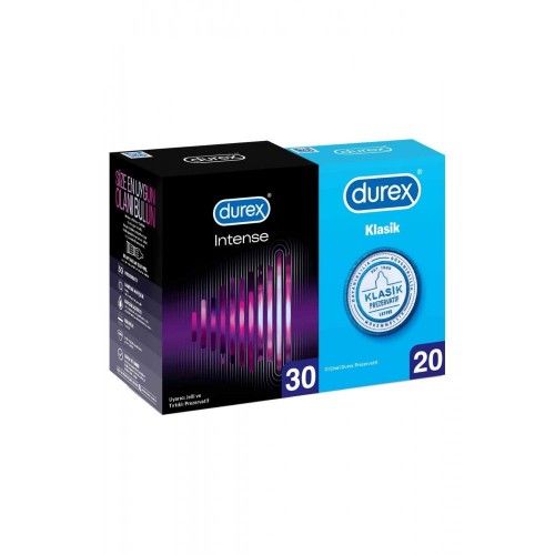 Durex Intense Uyarıcı Prezervatif 30 lu ve Klasik Kondom 20 li
