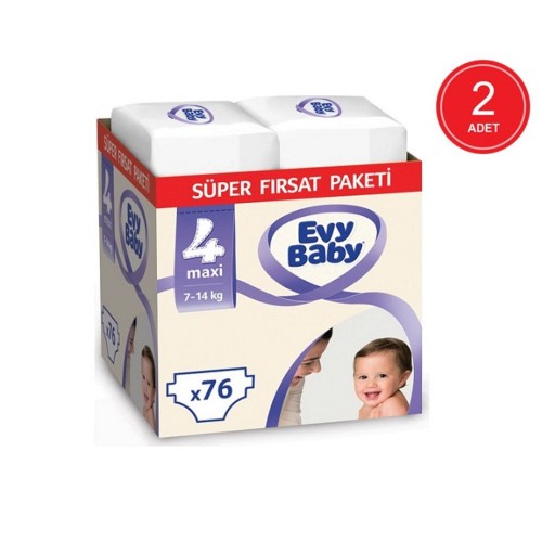 Evy Baby Bebek Bezi 4 Beden Maxi Süper Fırsat Paketi 152 Adet