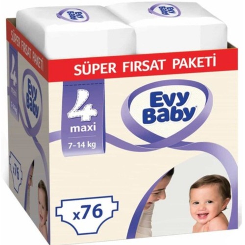 Evy Baby Bebek Bezi 4 Beden Maxi Süper Fırsat Paketi 76 Adet
