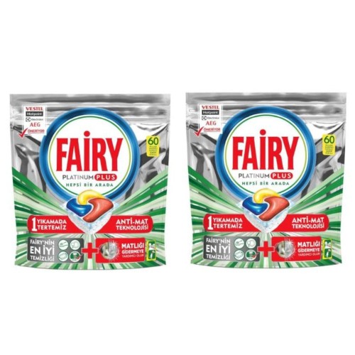 Fairy Platinum Plus Bulaşık Makinesi Deterjanı Tablet 60 lı x 2 Adet