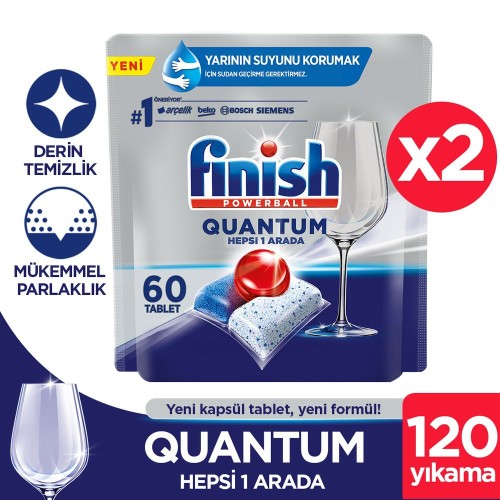 Finish Bulaşık Makinesi Deterjanı Quantum Tablet 60 lı x 2 Adet