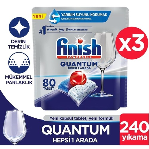 Finish Quantum Bulaşık Makinesi Tableti 80 li x 3 Adet Finish Quantum Bulaşık Makinesi Tableti 80 li x 3 Adet