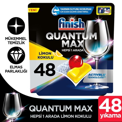 Finish Quantum Max Limonlu Bulaşık Makinesi Tableti 48 li x 3 Adet