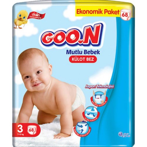 Goon Mutlu Bebek Külot Bez Ekonomik Paket 3 Beden 68 Adet