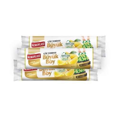 Koroplast Büzgülü Limon Büyük Boy Çöp Torbası 10 lu x 3 Adet