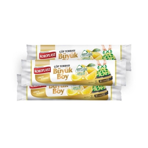 Koroplast Büzgülü Limon Büyük Boy Çöp Torbası 10 lu x 3 Adet