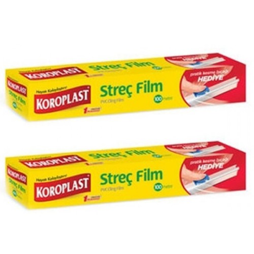 Koroplast Streç Film 100 mt (Kesme Bıçağı Hediye) x 2 Adet