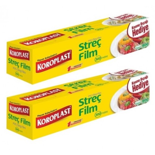 Koroplast Streç Film 300 mt (Kesme Bıçağı Hediyeli) x 2 Adet