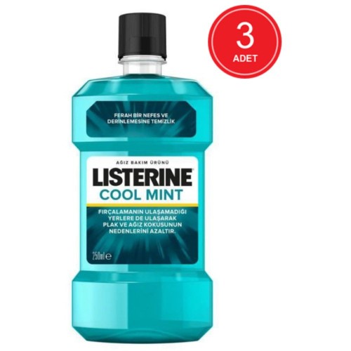 Listerine Ağız Bakım Suyu Cool Mint Nane 250 ml x 3 Adet