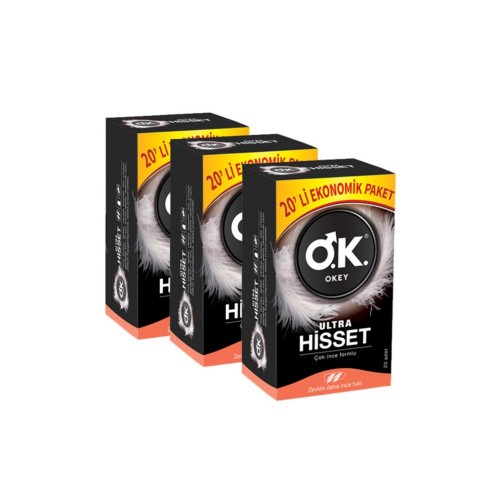 Okey Prezervatif Ultra Hisset 20 li x 3 Adet (60 lı)