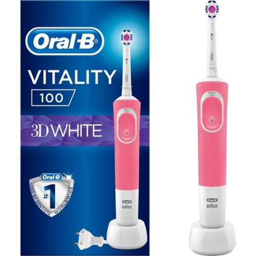 Oral-B Vitality D100 3D White Şarjlı Diş Fırçası Pembe + Diş macunu