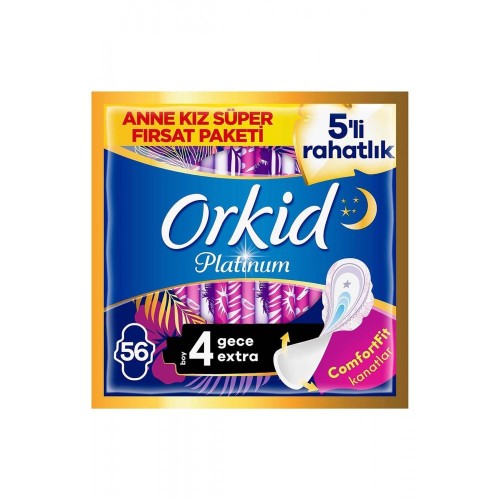 Orkid Platinum Hijyenik Ped Anne Kız Paketi Gece ekstra 56 Adet