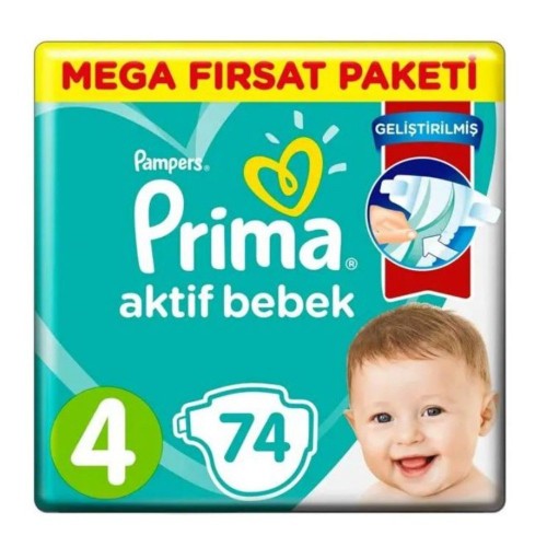 Prima Bebek Bezi Aktif Bebek Mega Fırsat Paket Maxi 4 No 74 lü