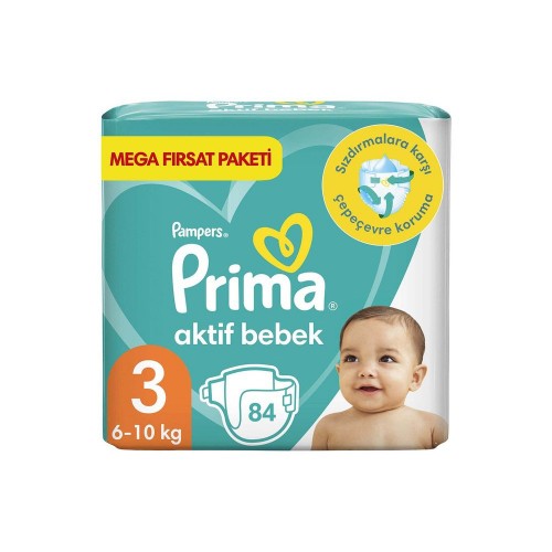 Prima Bebek Bezi Aktif Bebek Mega Fırsat Paket Midi 3 No 84 lü