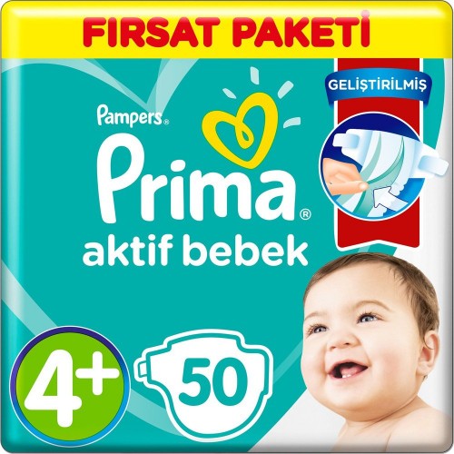 Prima Pampers Bebek Bezi Aktif Bebek 4+ Beden 50 Adet Fırsat Paketi