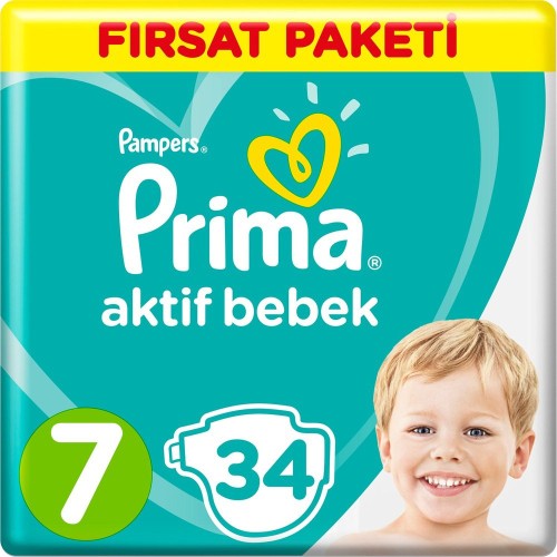 Prima Pampers Bebek Bezi Aktif Bebek 7 Beden 34 lü x 2 Adet