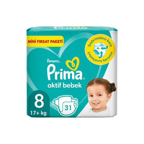 Prima Pampers Bebek Bezi Aktif Bebek 8 Beden 31 Adet Fırsat Paketi