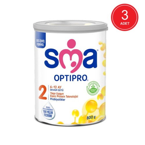 SMA 2 Optipro Devam Sütü 800 gr x 3 Adet
