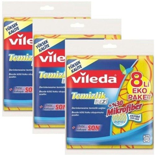 Vileda Temizlik Bezi %30 Mikrofiberli 8 li x 3 Adet