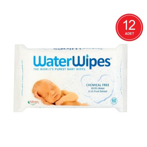 WaterWipes Doğal Islak Mendil 60 lı x 12 Adet (720 Yaprak)