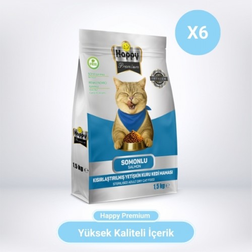 Happy Kısırlaştırılmış Somonlu Kuru Kedi Maması 9 Kg