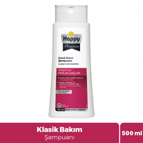 Happy Premium Güçlü ve Parlak Saçlar Klasik Bakım Şampuanı 500 ml