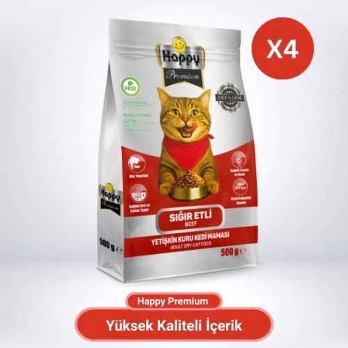 Happy Sığır Etli Kuru Kedi Maması 2 Kg